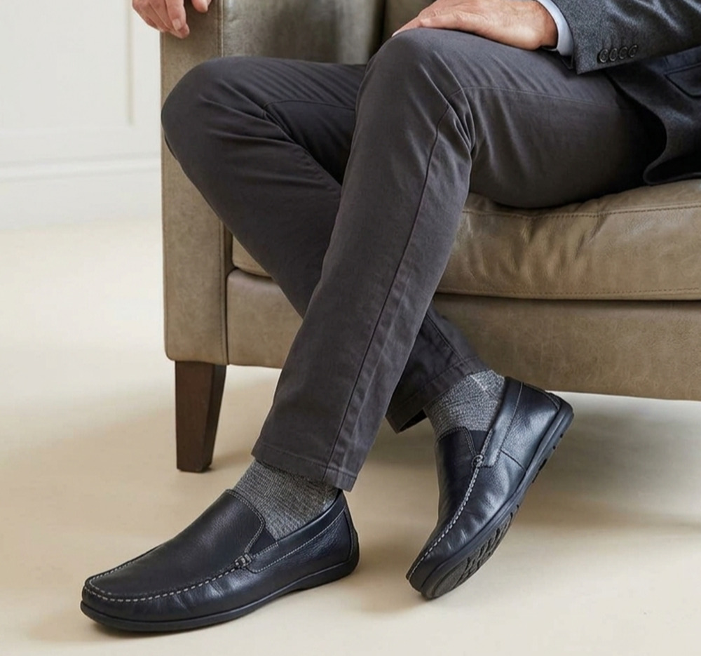 Florsheim 13325 001 Men's Casual 9.5 M Black Rubber Pebble Outsole